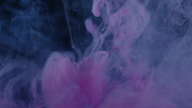 colourful plooms of ink underwater, pink and purple background textures