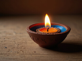 Clay diya lamp isolated