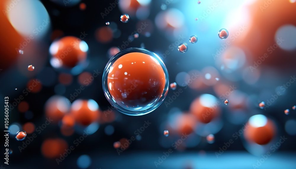 Poster a colorful abstract representation of spheres and particles floating in a vibrant, ethereal environm