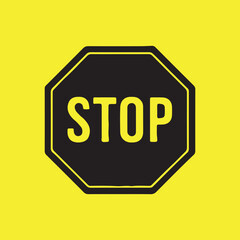 Stop danger sign silhouette vector art illustration