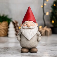 Fototapeta premium Gnome Dancing Under Festive Lights and Mistletoe