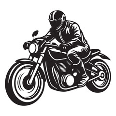 Biker in motion silhouette vector black color white background 