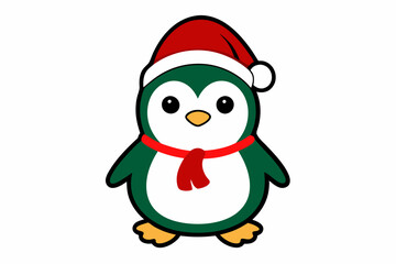 A cute baby Penguin with Christmas Costume