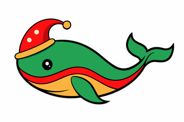 A cute baby Whale with Christmas Costume