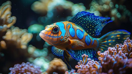 Vibrant fish swimming amidst colorful coral in an underwater reef during daylight