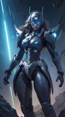 Fototapeta premium portrait of a futuristic woman in a high-tech robotic suit