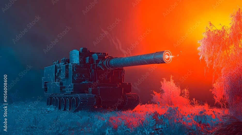 Poster thermal imaging technology capturing the detection and tracking capabilities of a sophisticated anti