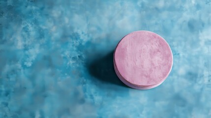 pink podium above on blue background