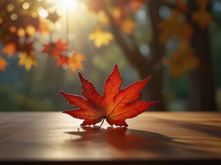 Obraz premium Beautiful Orange fall leaves in park, autumn natural background