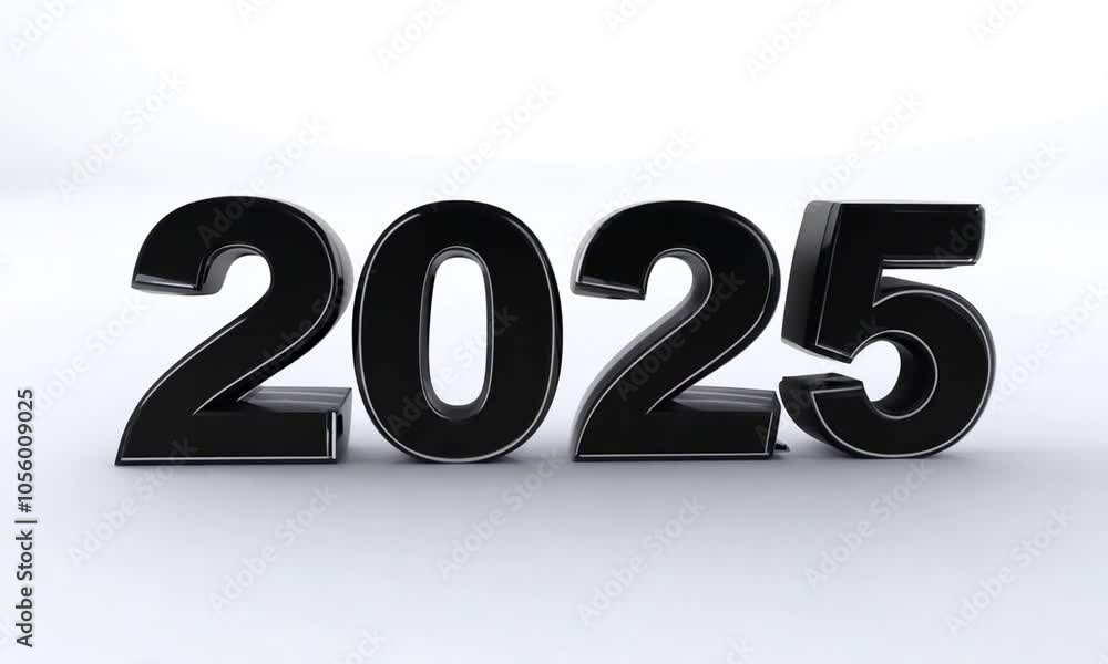 Poster new year 2025 arranged in a way that they appear to be a reflection of each other.