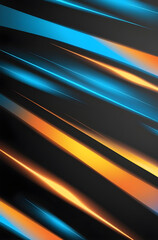 Obraz premium Abstract Light Streaks Background with Blue and Orange Neon Glows on Black