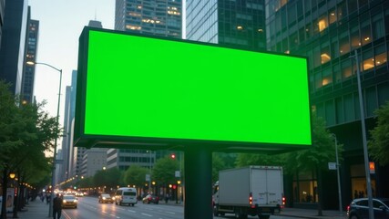 A green billboard stands in the city center © taezhniya31