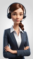Portrait of smiling Asian customer support phone operator in headset. created by generative AI technology