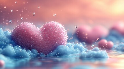 Obraz premium Light pastel colored background with floating hearts for romantic designs and sentimental themes