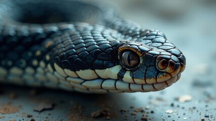 Fototapeta premium head of a poisonous snake focused on a target close-up