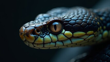 Obraz premium head of a poisonous snake focused on a target close-up