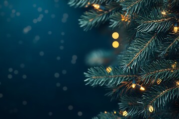 abstract Christmas Background with Christmas tree light and holidays magic flare 