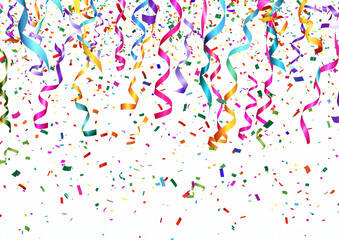 Colorful confetti falling on a transparent background, a celebration party concept. 