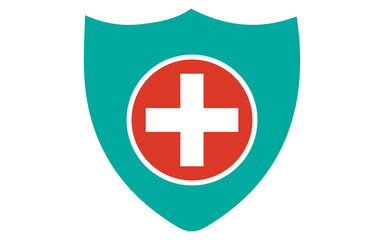 Obraz premium Shield with medical plus icon concept vector image, shield and plus icon png image