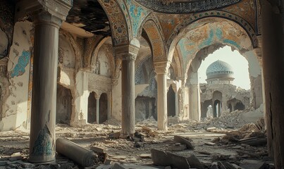 Obraz premium Ruined mosque with intricate details.