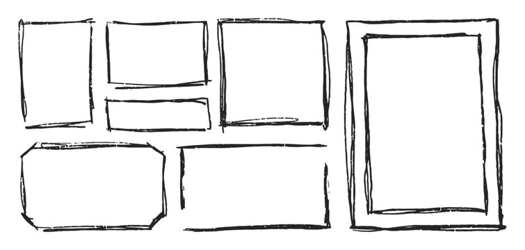 Monochrome rectangles frames various collection. Modern trendy grunge design.