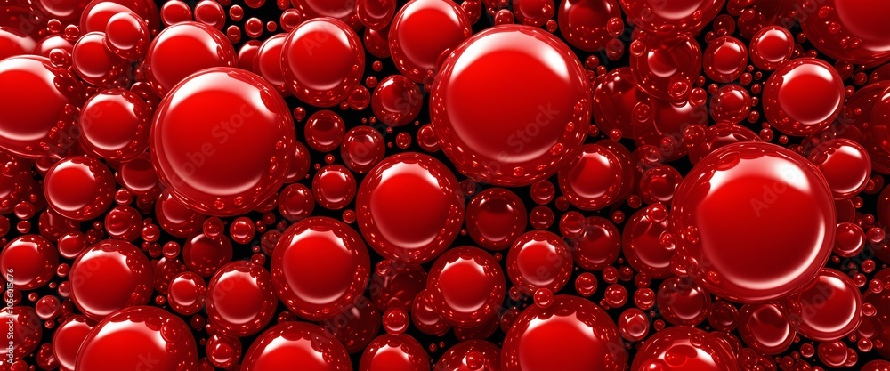 Poster abstract red spheres background with glossy 3d effect and vibrant texture