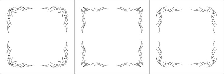 Set of three vector decorative frames. Black and white. Vector frame for all sizes and formats. Isolated vector illustration.	
