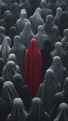 Obraz premium A group of people are wearing black and red robes