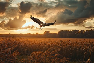 Flock of whooper swans (Cygnus cygnus) in flight with outstretched wings against blue sky, winter, Hokkaido, Japan, beautiful royal white birds flying, elegant animal, exotic birding in Asia
