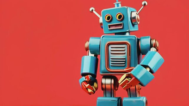 retro tin robot toy isolated