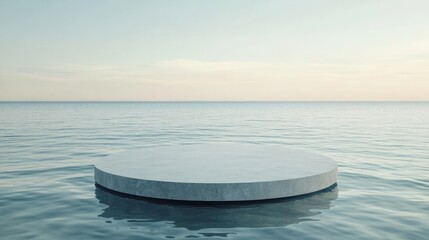 3d stone podium over the sea