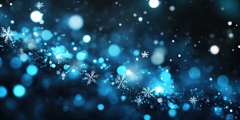 Softly blurred snowflakes creating a blue and white backdrop, enhanced with enchanting light and shadow effects, ideal for holiday themes