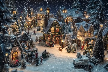 Beautiful winter house and Christmas tree on the mountain

