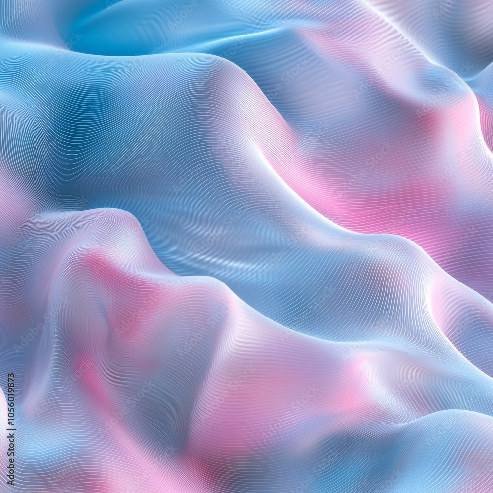Poster pastel waves in smooth flowing 3d pattern