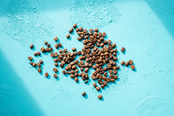 coffee beans on a blue background