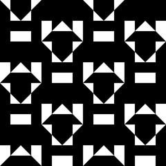 Seamless pattern with geometric motifs in black and white