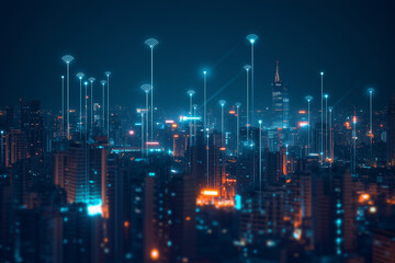 A smart city infrastructure with 5G and 6G connectivity.
