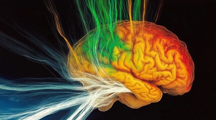 Naklejka premium Neural Network Brain Imaging in High-Resolution for Medical Science and Neuroscience Applications