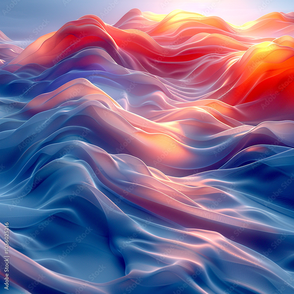 Poster waves of color dance in twilight, creating a mesmerizing landscape of light and texture