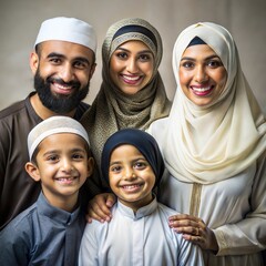 Happy Muslim family