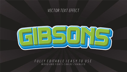 Gibsons Fully Editable 3D Vector Text Effect