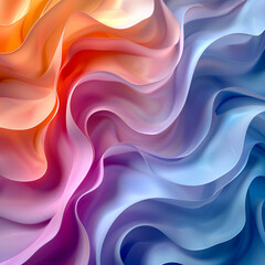 Fototapeta premium Colorful waves of silk fabric flowing gently in a vibrant, abstract composition