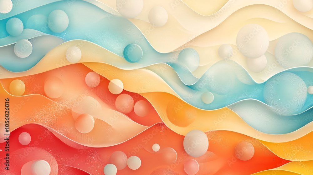 Aufkleber a vibrant, abstract design featuring colorful waves and soft bubbles, creating a sense of fluidity a