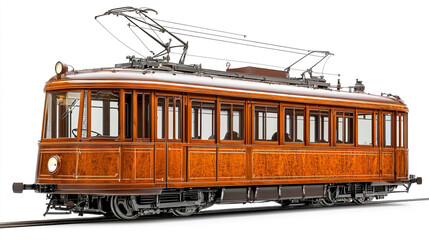 Vintage Wooden Tram Car Public Transport Retro Streetcar Urban Transportation
