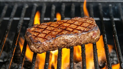 Grill with just a few flames and one steak on top.