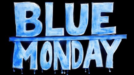 Conceptual design highlighting blue monday theme with bold lettering