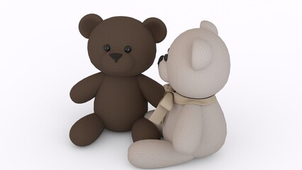 black and white teddy bear with white background