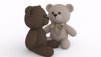 black and white teddy bear with white background