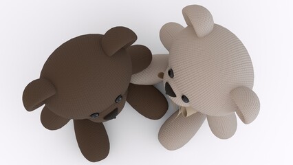 black and white teddy bear with white background