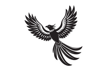 Resplendent Quetzal Silhouette vector illustration, Resplendent Quetzal Silhouette 